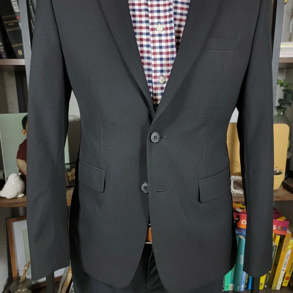 Van Heusen Flex Men's Sport Coat Blazer Two Button‎ BLACK Slim Fit Size 40S